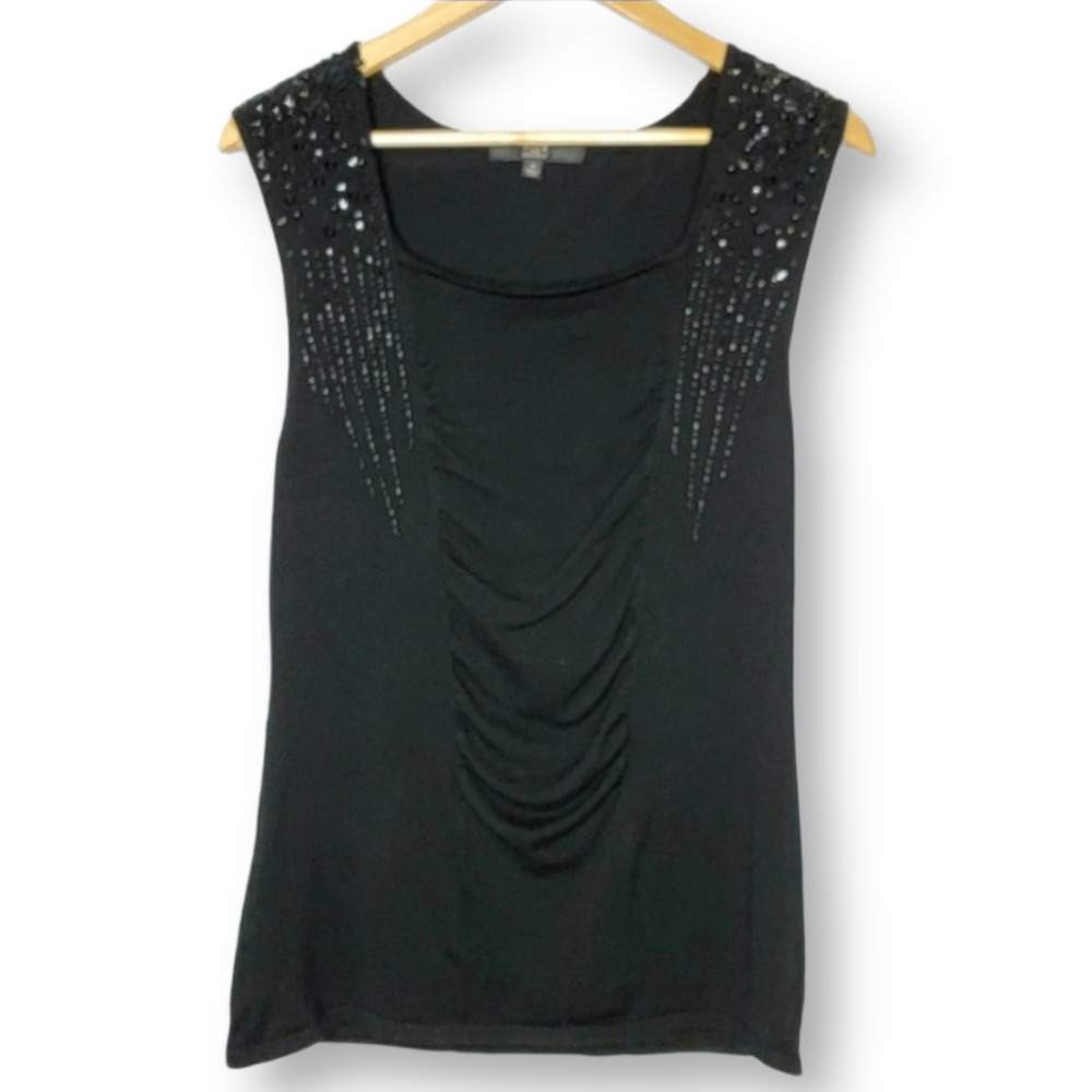 Alex Marie Beaded Sleeveless Top Black Size M